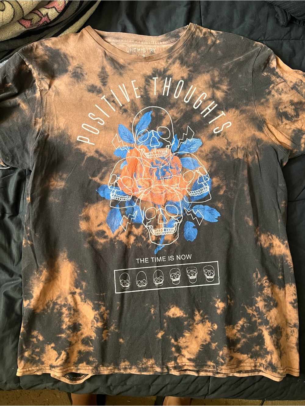 Chemistry Black & Orange Tie-Dye 'Positive Thoughts' Graphic Tee